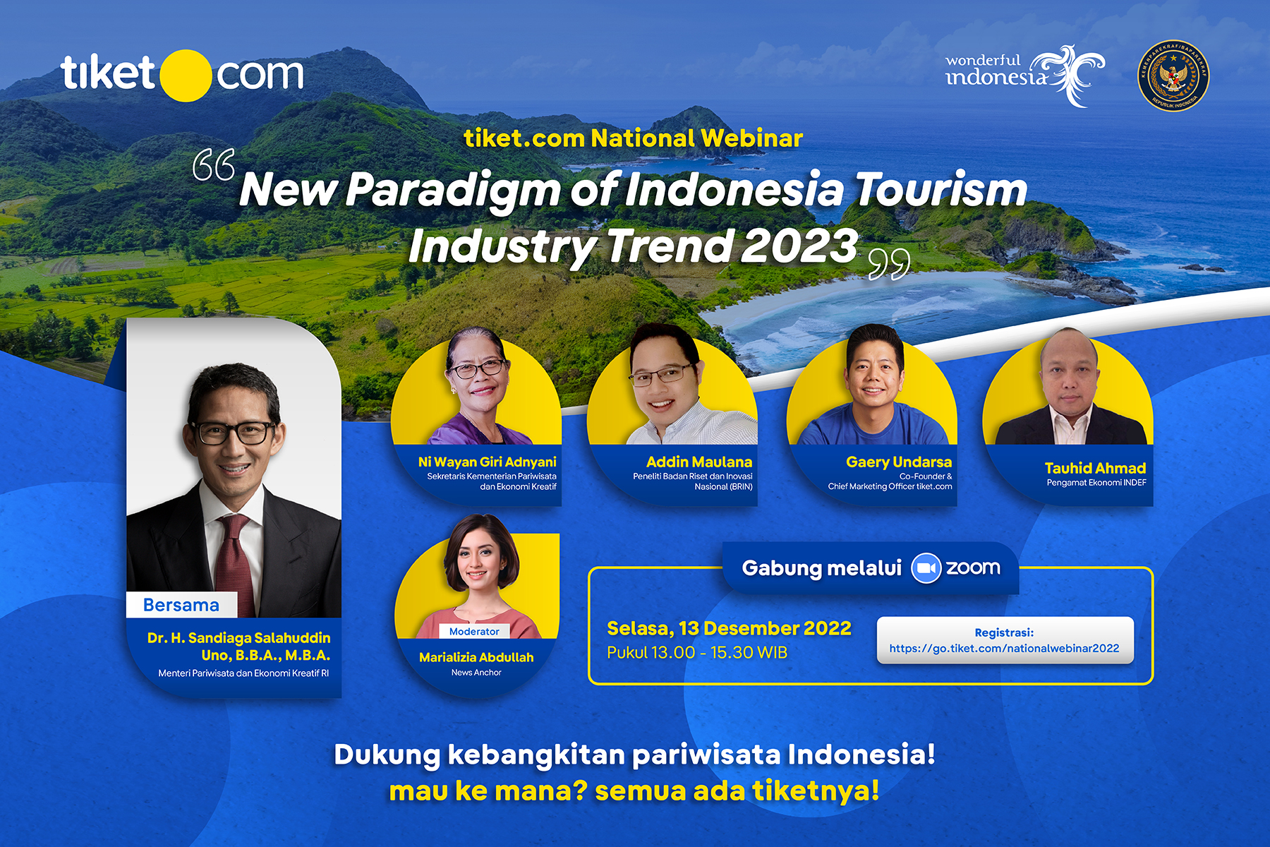 Webinar Nasional tiket.com bersama Pusat Kemenparekraf RI bertajuk “New Paradigm of Indonesia Tourism Industry Trend 2023”