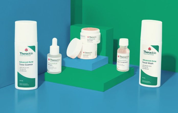 5 Rangkaian Produk dalam Theraskin Advanced Acne Series, yakni Facial Wash, Toner Essence, Face Cream, Spot Treatment, dan Serum beautybeat.id
