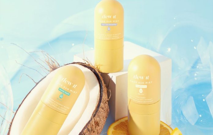 Tiga sunscreen terbaru, Dew It On The Go Face Sun Mist agar kamu tetap aktif dan menjaga dari sinar mistis matahari dengan teknologi sweatproof dan waterproof dalam kemasan 45ml beautybeat.id