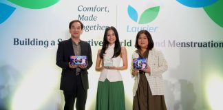 Melalui “Comfort, Made Together,” Laurier Ajak Kamu untuk HADIR dan Memberi Dukungan Lebih Bermakna Saat Menstruasi Dari kiri ke kanan - Shoichi Hasegawa, President Director of Kao Indonesia; Maudy Ayunda, Laurier Brand Ambassador; Susilowati, Vice President Marketing of Kao Indonesia. beautybeat.id